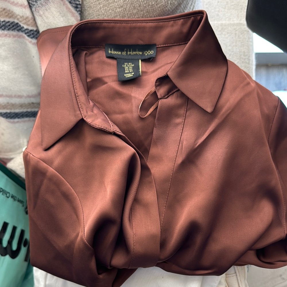 House of Harlow 1960 Satin Blouse - Brown